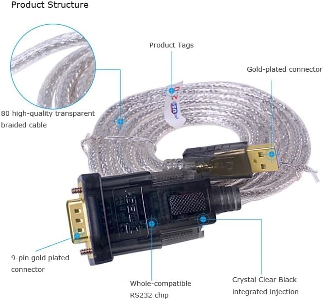 D-Tech DT-5002A USB to DB9 serial Convertor Cable 1.8m