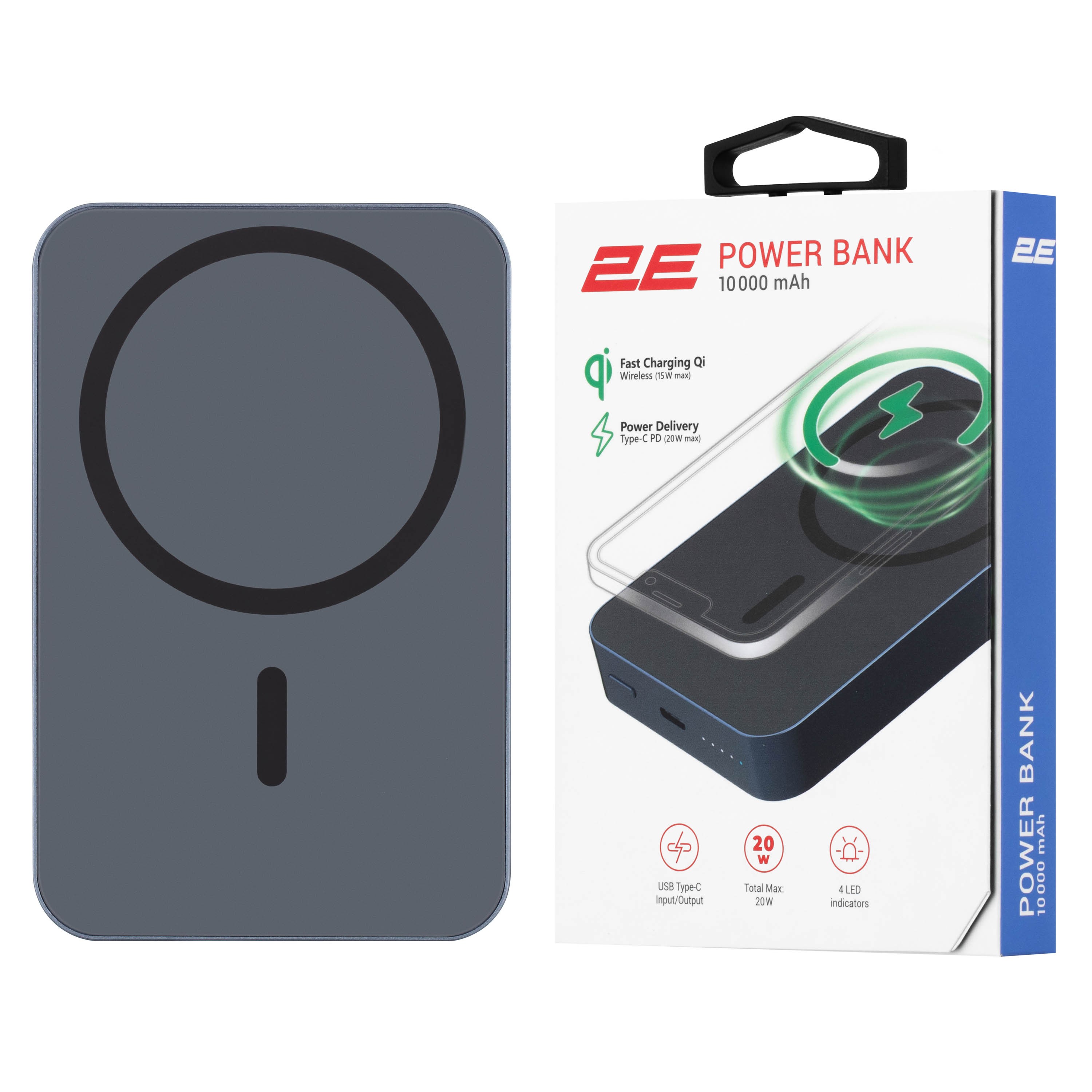 2E Power Bank Wireless QI 10000mAh, 20W, blue 2E-PB1046-BLUE