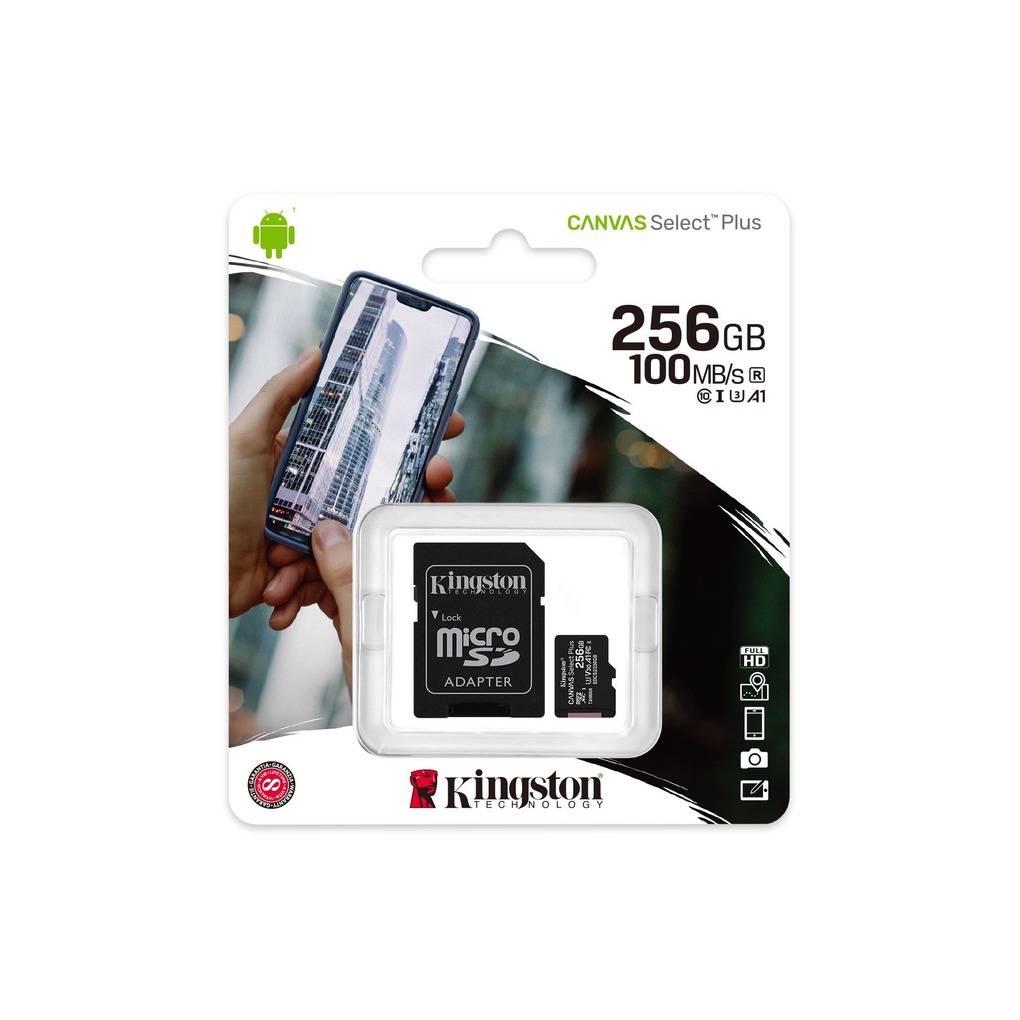 Kingston microSD 256GB C10 UHS-I R100/W85MB/s + SD SDCS2/256GB
