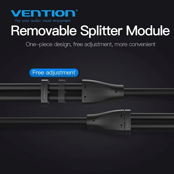 Vention BBTBY 2*3.5mm Male to 4 Pole 3.5mm Female Audio Cable 0.3M Black ABS Type