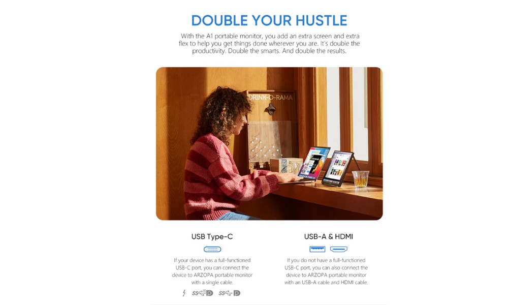 Arzopa A1T 15.6" FHD Mini HDMI USB Type-C