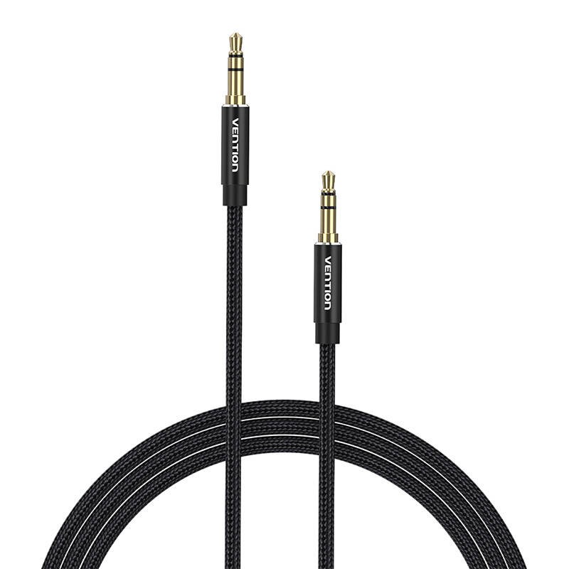 Vention BAWBF Cotton Braided 3.5mm Male to Male Audio Cable 1M Black Aluminum Alloy Type