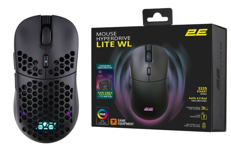 2E GAMING Mouse HyperDrive Lite WL, RGB Black 2E-MGHDL-WL-BK