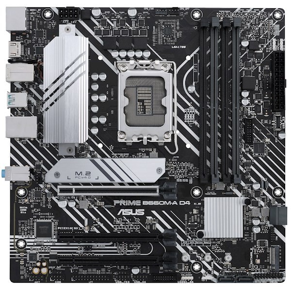 Asus PRIME B660M-A D4 Motherboard | FCLGA1700 | B660 | 4xDDR4 | M.2 | DP-HDMI | mATX | 90MB19K0-M0EAY0