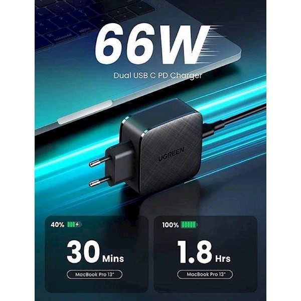 Ugreen CD216 (70867), 66W, USB-C, Black