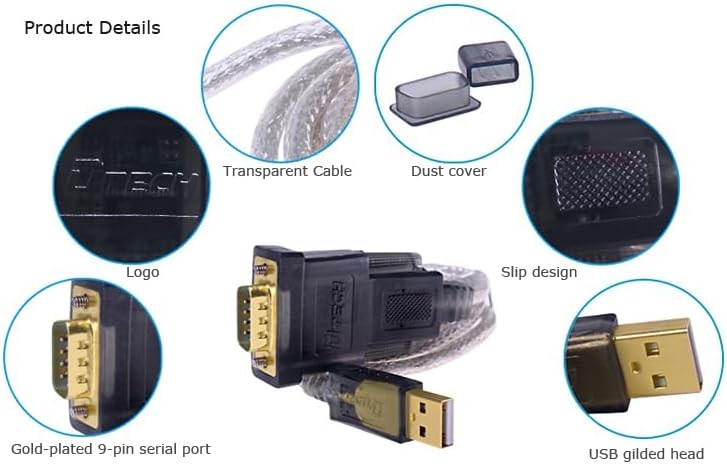 D-Tech DT-5002A USB to DB9 serial Convertor Cable 1.8m