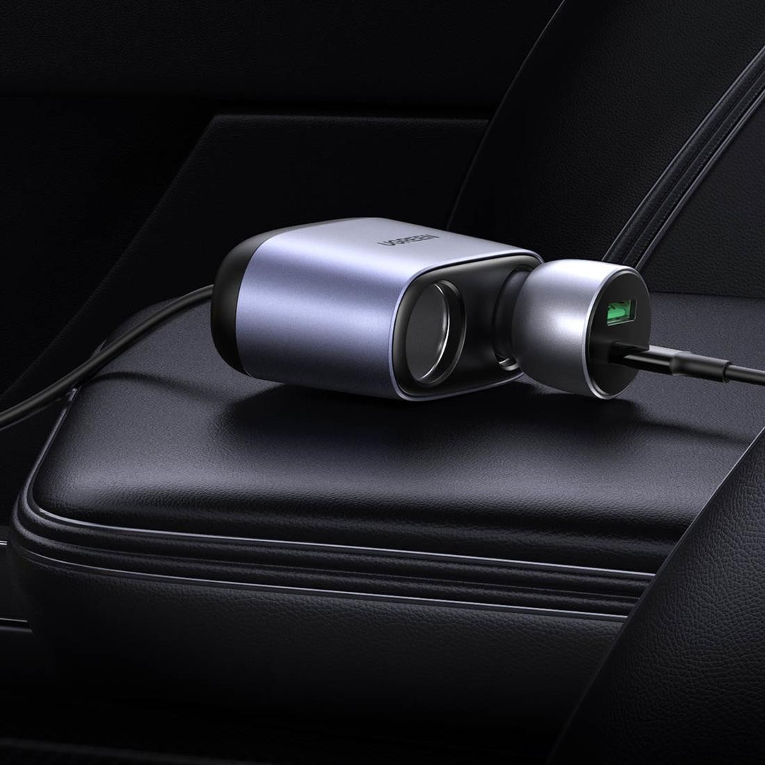 Ugreen CD252 (30886), 120W, USB-C, USB-A Car Charger with Dual Expansion Ports, Gray