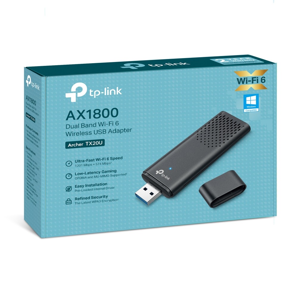 TP-Link, Wi-Fi USB,  Archer TX20U, AX1800 Dual Band Wi-Fi 6 Wireless USB Adapter.